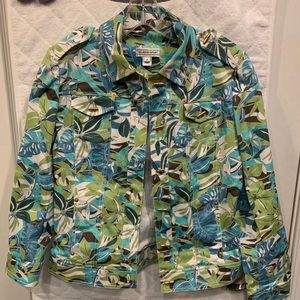 St. John Sport Floral Jacket with gold toggle buttons